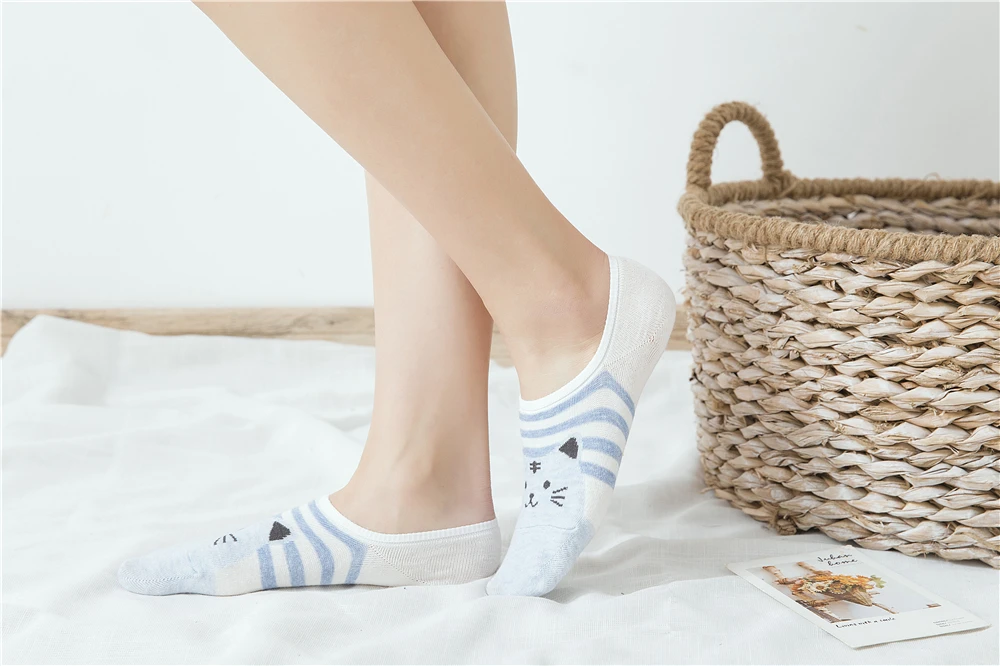 5 Pairs/Lot Cartoon Cat Fox Bear Socks Cute Animal Women Summer Funny Short Ankle Sokken Dropship