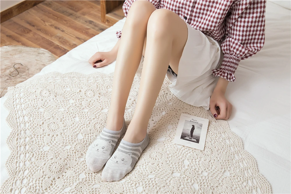 5 Pairs/Lot Cartoon Cat Fox Bear Socks Cute Animal Women Summer Funny Short Ankle Sokken Dropship