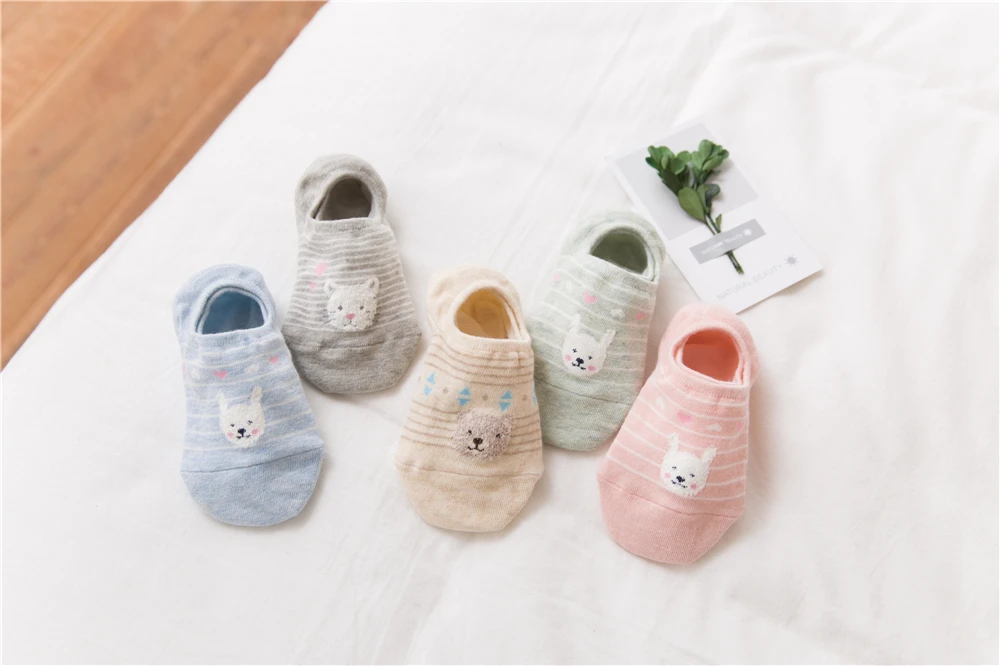 5 Pairs/Lot Cartoon Cat Fox Bear Socks Cute Animal Women Summer Funny Short Ankle Sokken Dropship