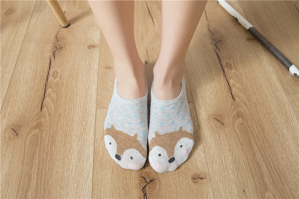 5 Pairs/Lot Cartoon Cat Fox Bear Socks Cute Animal Women Summer Funny Short Ankle Sokken Dropship