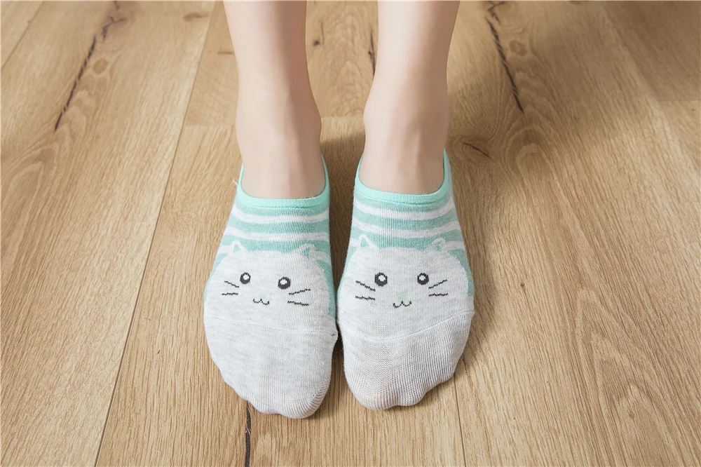 5 Pairs/Lot Cartoon Cat Fox Bear Socks Cute Animal Women Summer Funny Short Ankle Sokken Dropship