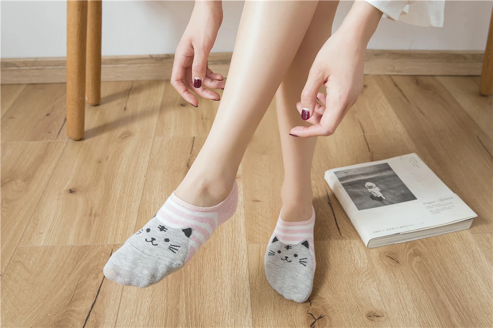 5 Pairs/Lot Cartoon Cat Fox Bear Socks Cute Animal Women Summer Funny Short Ankle Sokken Dropship