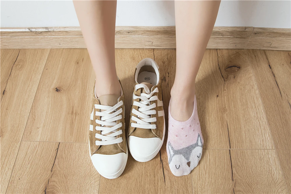 5 Pairs/Lot Cartoon Cat Fox Bear Socks Cute Animal Women Summer Funny Short Ankle Sokken Dropship