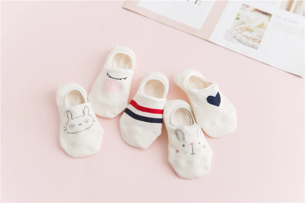 5 Pairs/Lot Cartoon Cat Fox Bear Socks Cute Animal Women Summer Funny Short Ankle Sokken Dropship