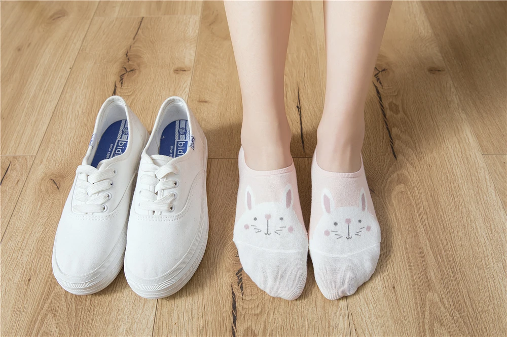 5 Pairs/Lot Cartoon Cat Fox Bear Socks Cute Animal Women Summer Funny Short Ankle Sokken Dropship