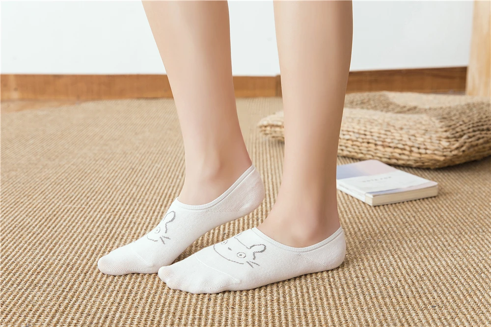 5 Pairs/Lot Cartoon Cat Fox Bear Socks Cute Animal Women Summer Funny Short Ankle Sokken Dropship