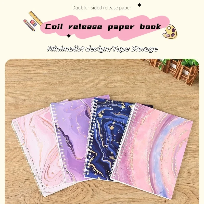 32sheet A5 Reusable Release Paper Book Tape Stickers Cartoon Scrapbooking Junk Journal Storage Book Blank rectangular Organizer