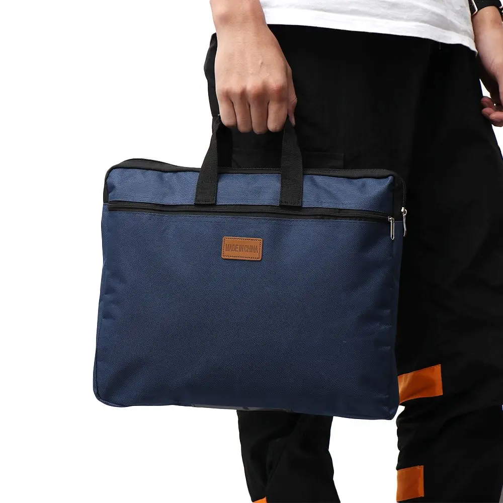 Double Layers Book A4 Document Bag File Folder Holder With Handle Zipper Waterproof Canvas Handbag Business Documents Files Bag