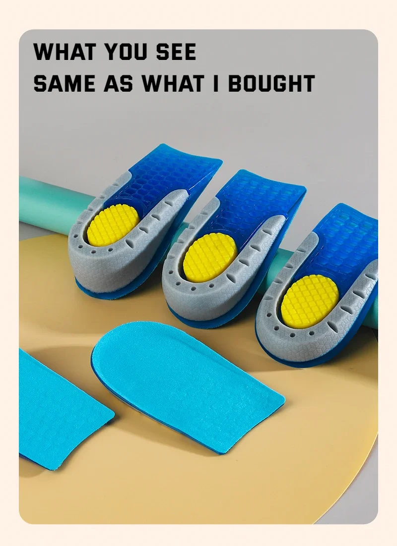 1Pair Gel Shoes Insole for Feet Silicone Invisible Height Increasing Insoles Non Slip Shoe Pads Men Shock Absorption Shoe Sole