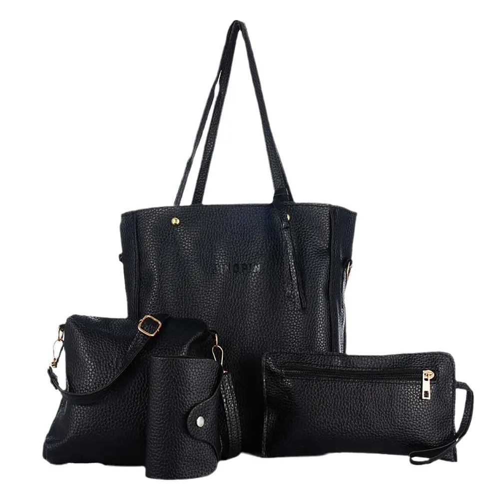 4pcs/set Fashion Women Handbag Set Large Capacity PU Leather Handbag Shoulder Bag Crossbody Bag Purse Wallet
