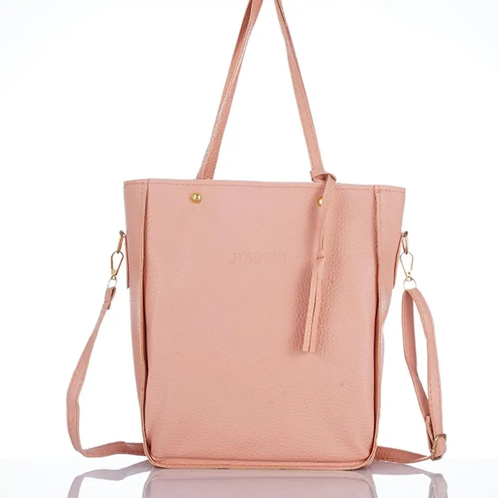 4pcs/set Fashion Women Handbag Set Large Capacity PU Leather Handbag Shoulder Bag Crossbody Bag Purse Wallet
