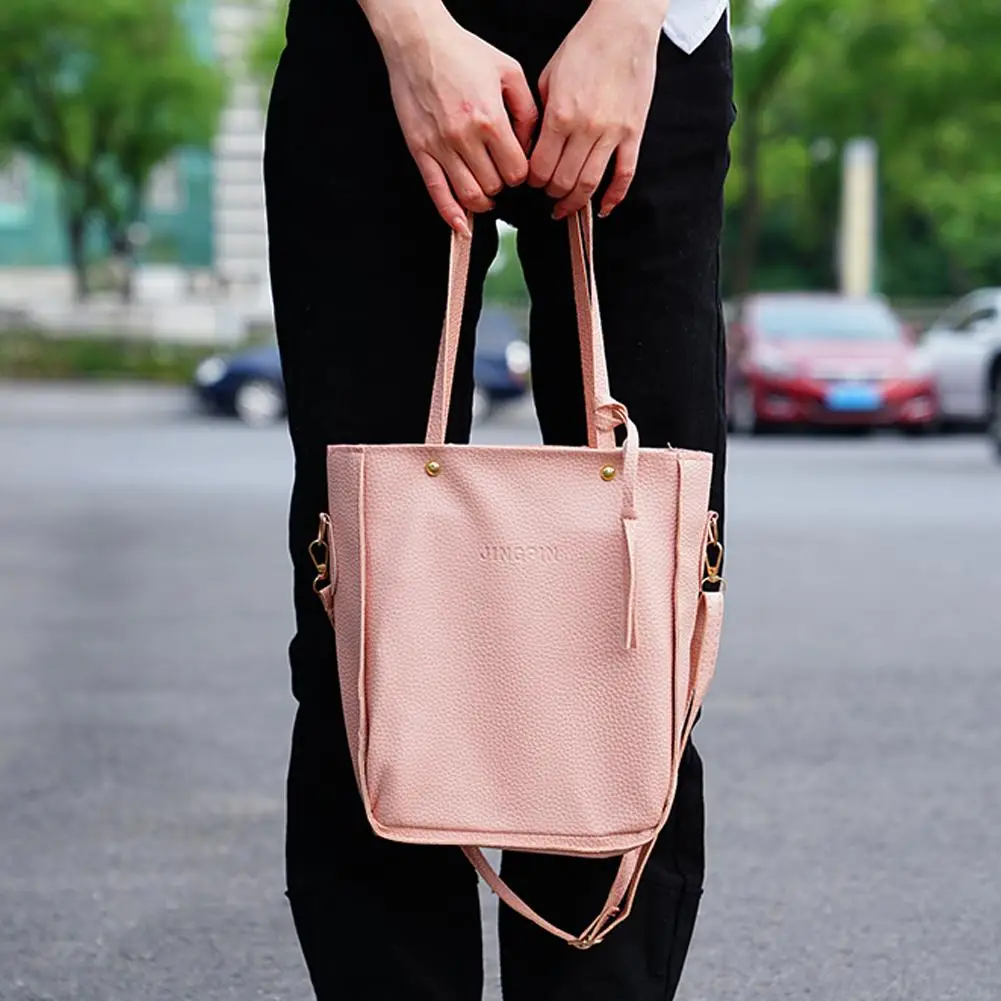 4pcs/set Fashion Women Handbag Set Large Capacity PU Leather Handbag Shoulder Bag Crossbody Bag Purse Wallet