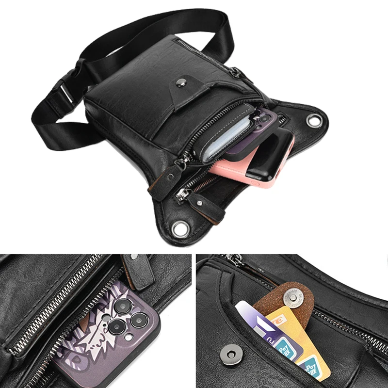 Vintage PU Leather Waist Pack Drop Leg Bag Men Women Belt Hip Bag Multifunction Motorcycle Bicycle Outdoor Hiking Camping Bag