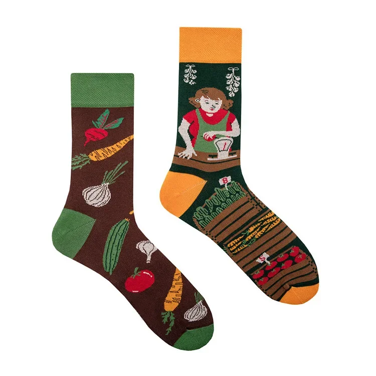 2024 Autumn 1 Pair Women Original AB Tide Socks Medium High Tube Colorful Socks Animal Flower Cotton Unisex Socks