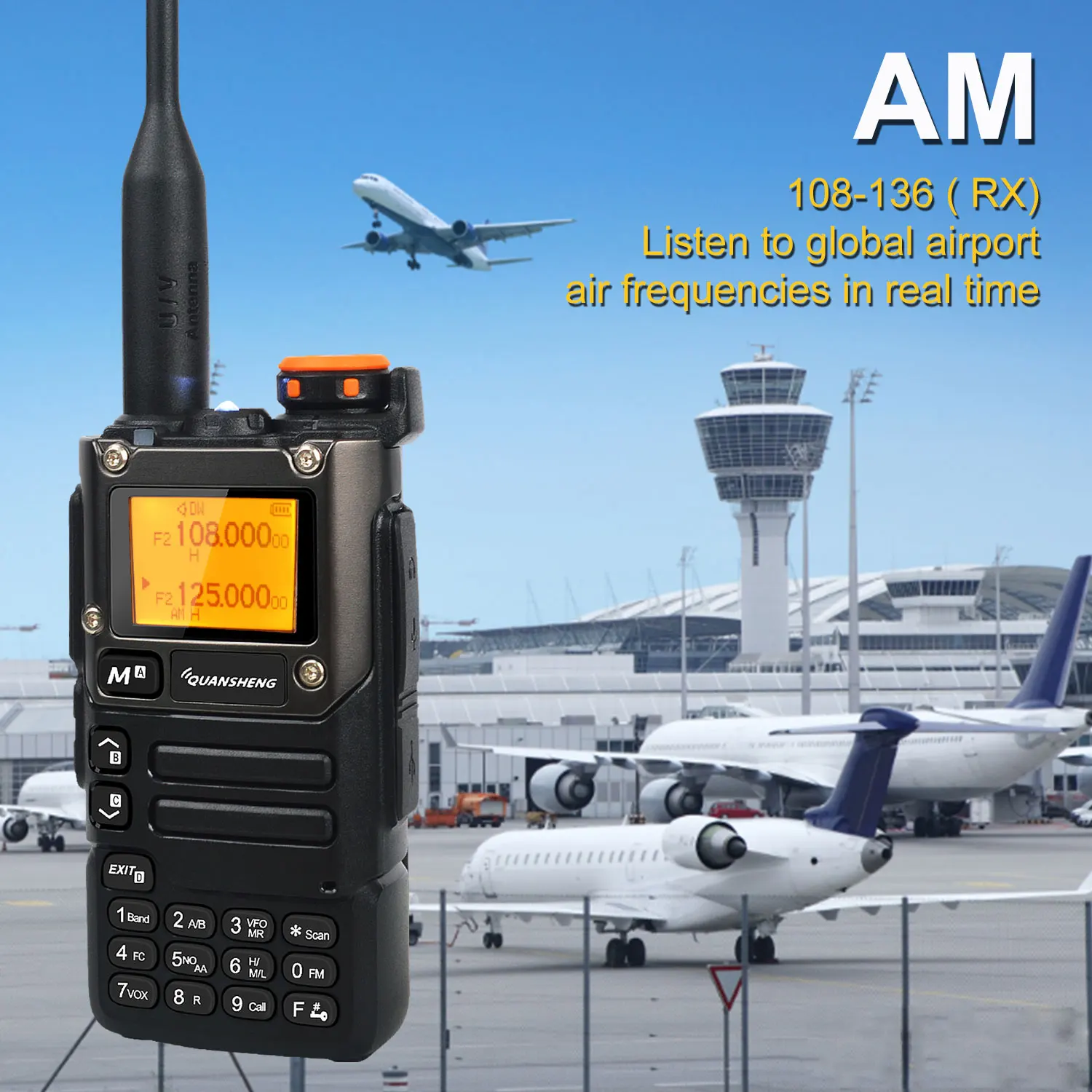 UV-K5(8) Air Band 50-600MHz Rx Multi-Band 136-600MHz Tx DTMF Scrablmer Vox Frequency Scan Copy NoAA FM Quansheng  Walkie Talkie