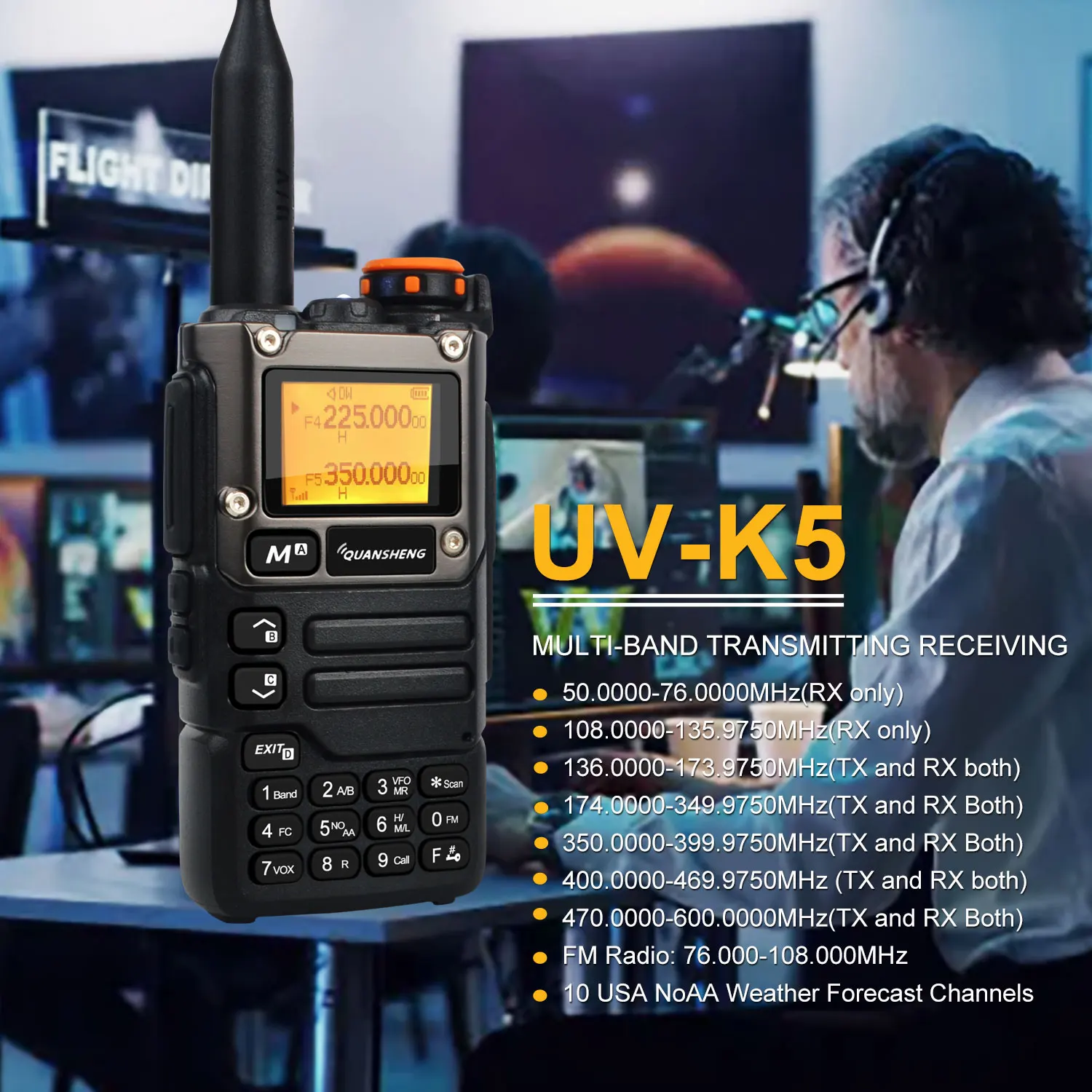 UV-K5(8) Air Band 50-600MHz Rx Multi-Band 136-600MHz Tx DTMF Scrablmer Vox Frequency Scan Copy NoAA FM Quansheng  Walkie Talkie