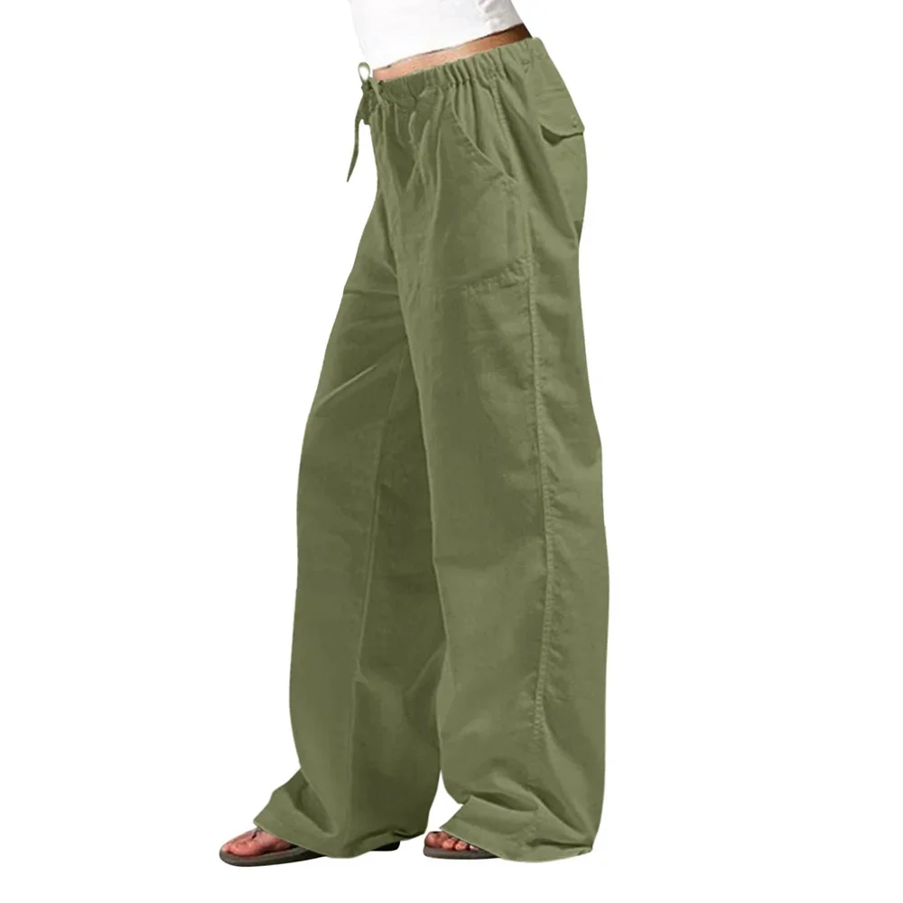 Summer Women Cotton Linen Pants Hight Waist Loose Oversized Trousers Female Long Casual Solid Color Pants Streetwear Women