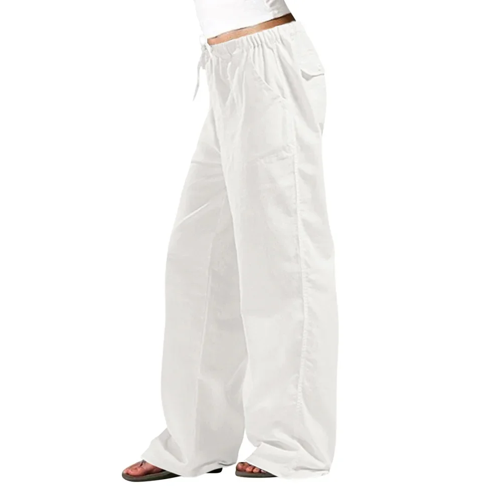Summer Women Cotton Linen Pants Hight Waist Loose Oversized Trousers Female Long Casual Solid Color Pants Streetwear Women