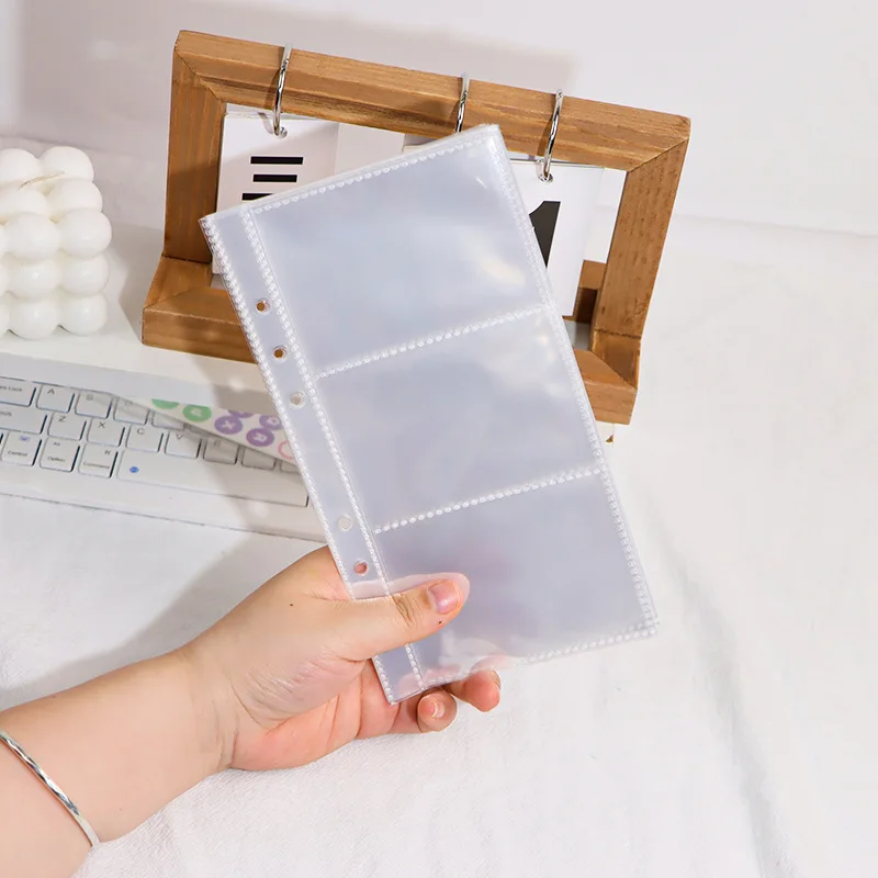 10PCSTransparent File Holder Notebook 6 Hole Loose Leaf DIY Document Bag Binder Rings PVC Storage Binding Folder