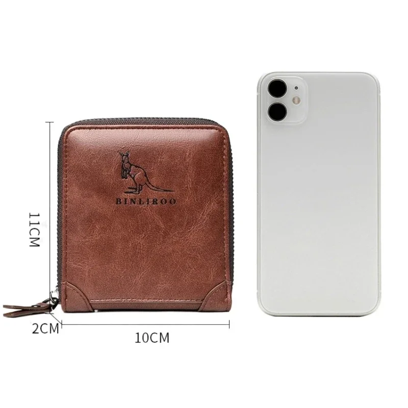 Men's Coin Purse Wallet Fashion RFID Blocking Man Leather Wallet Zipper Business Card Holder ID Money Bag Wallet Male