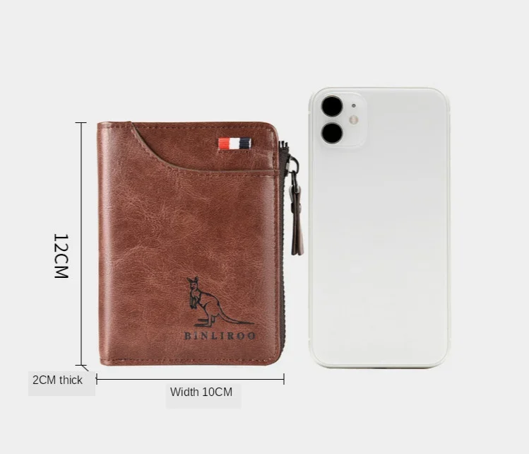 Men's Coin Purse Wallet Fashion RFID Blocking Man Leather Wallet Zipper Business Card Holder ID Money Bag Wallet Male