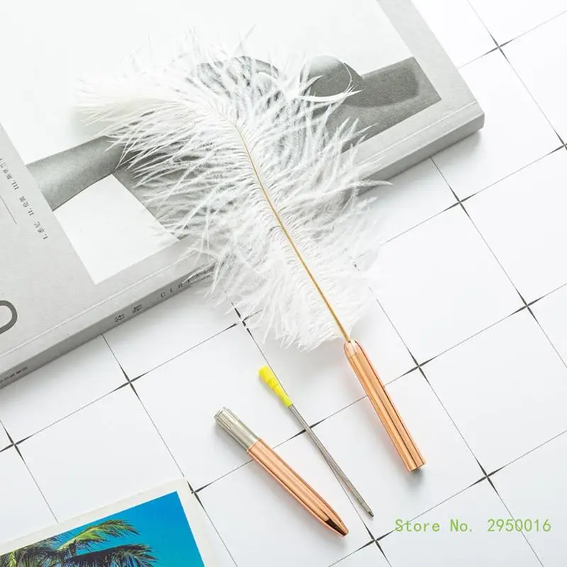 Stylish White Feather Ballpoint Pen Wedding Writing Pen Business Signature Pen School Supplies