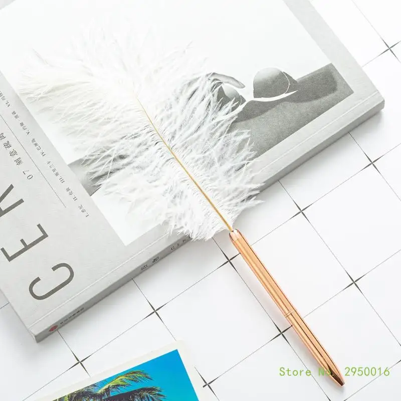Stylish White Feather Ballpoint Pen Wedding Writing Pen Business Signature Pen School Supplies