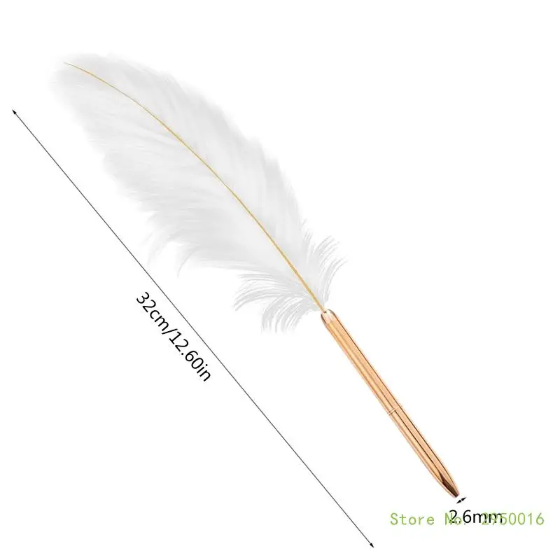 Stylish White Feather Ballpoint Pen Wedding Writing Pen Business Signature Pen School Supplies