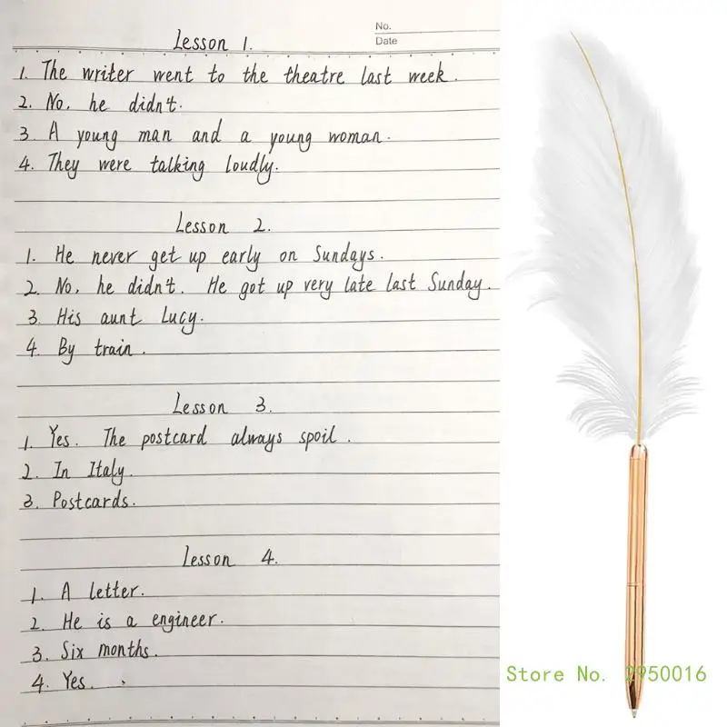 Stylish White Feather Ballpoint Pen Wedding Writing Pen Business Signature Pen School Supplies
