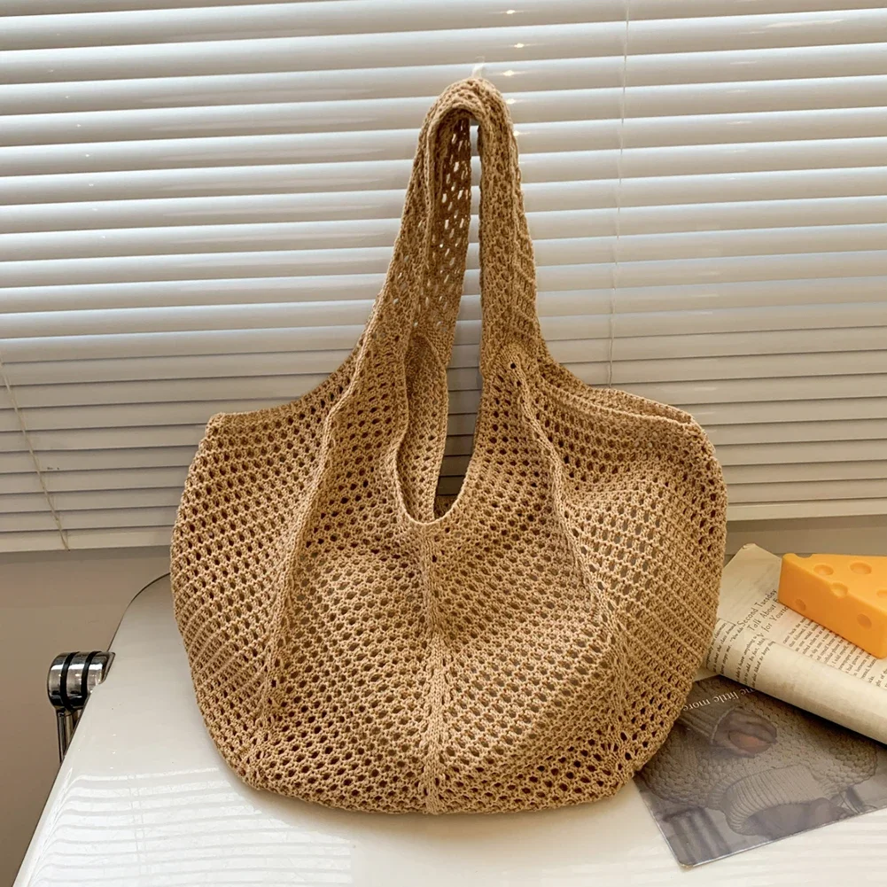 Women's Shoulder Bags Casual Straw Wicker Woven Ladies Handmade Totes Large Capacity Summer Beach Female's Messenger Bag