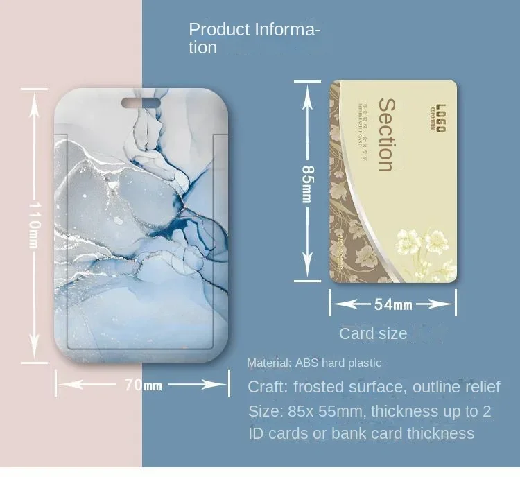 Marble Color Card Holder Case Creative Student ID Bus Card Holder with Keychain Lanyard Office Worker Card Protector