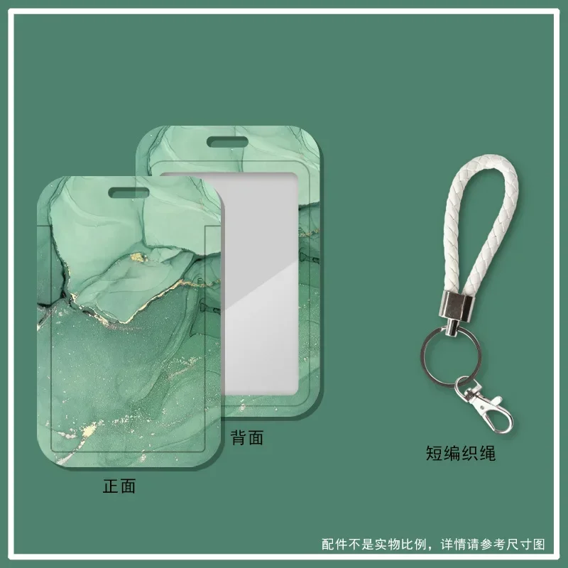 Marble Color Card Holder Case Creative Student ID Bus Card Holder with Keychain Lanyard Office Worker Card Protector
