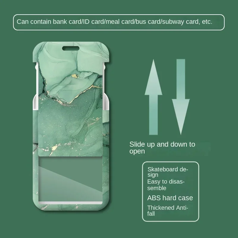 Marble Color Card Holder Case Creative Student ID Bus Card Holder with Keychain Lanyard Office Worker Card Protector