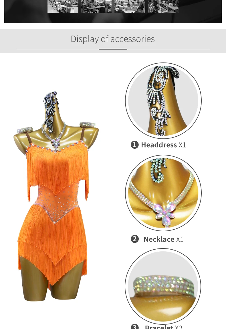 2026 Latin Dance Dress Girls Costume Fringed Skirt Line Women's Clothes Samba Competition Ball Sports Suit Elegant Stage Cabaret