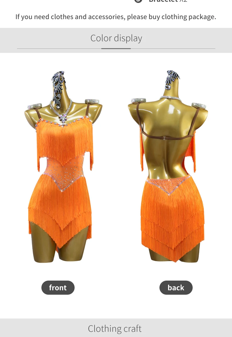 2026 Latin Dance Dress Girls Costume Fringed Skirt Line Women's Clothes Samba Competition Ball Sports Suit Elegant Stage Cabaret