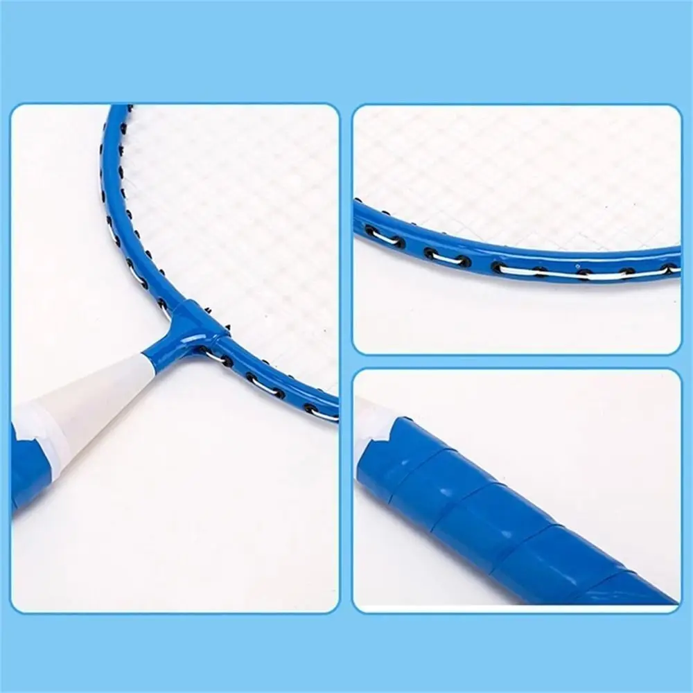 Children Lightweight Badminton Rackets Family Game Toy Iron Alloy Double Racquet Set with Carrying Bag Sports Equipment