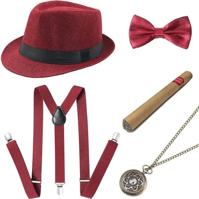 Funny Party Hats Gangster Costume 3 Pc Set 1920's Halloween Costume for Men Women Magic Performance Cosplay Dance