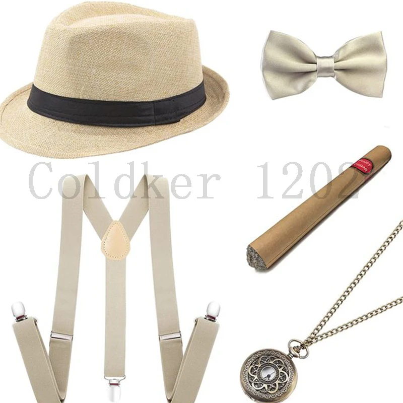 Funny Party Hats Gangster Costume 3 Pc Set 1920's Halloween Costume for Men Women Magic Performance Cosplay Dance