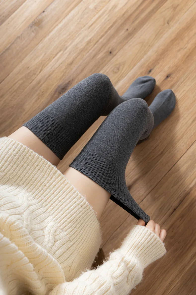 80cm Elastic Womens Over The Knee Long Socks Black White Thigh High Leg Warmers Tall Girls Stocking for Woman Sock Plus Size