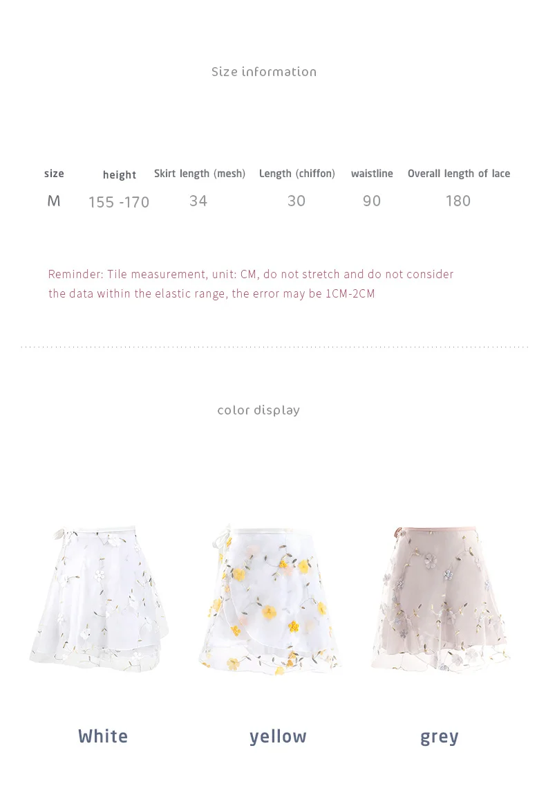 Women Ballet Skirts Embroidery Floral Mini Wrap Short Dance Skirts 2 Layers Adult Big Girl Dancewear Performance Ballet Costumes