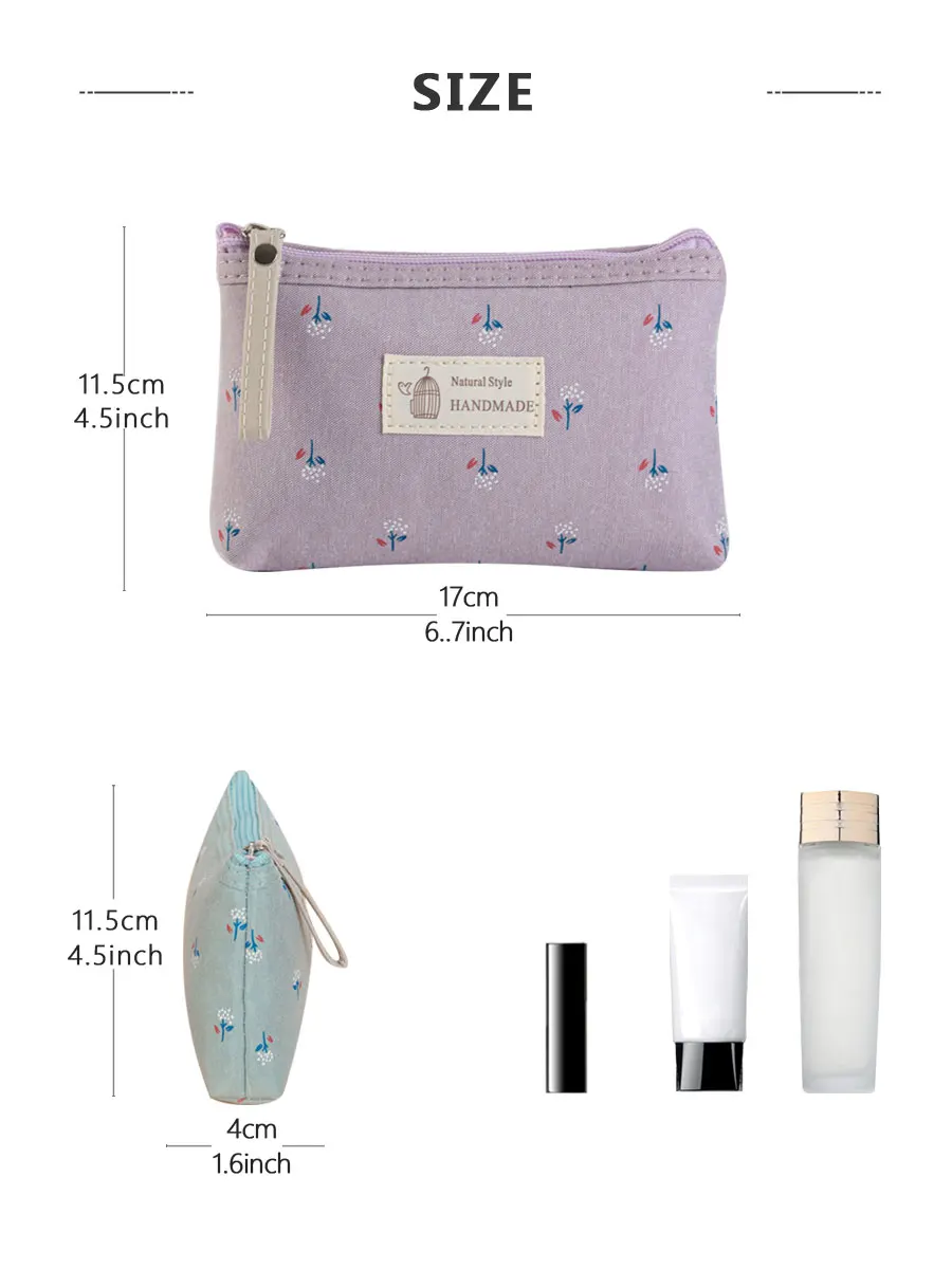Canvas Printed Makeup Bag For Women Waterproof Portable Instagram Style Student Pencil Case Travel Storage Toiletries Bag