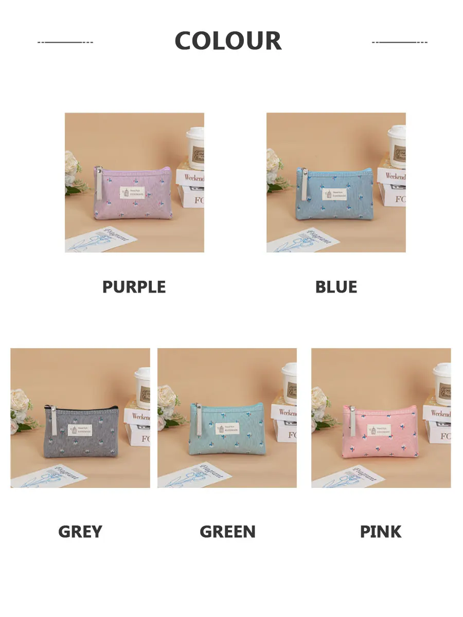 Canvas Printed Makeup Bag For Women Waterproof Portable Instagram Style Student Pencil Case Travel Storage Toiletries Bag