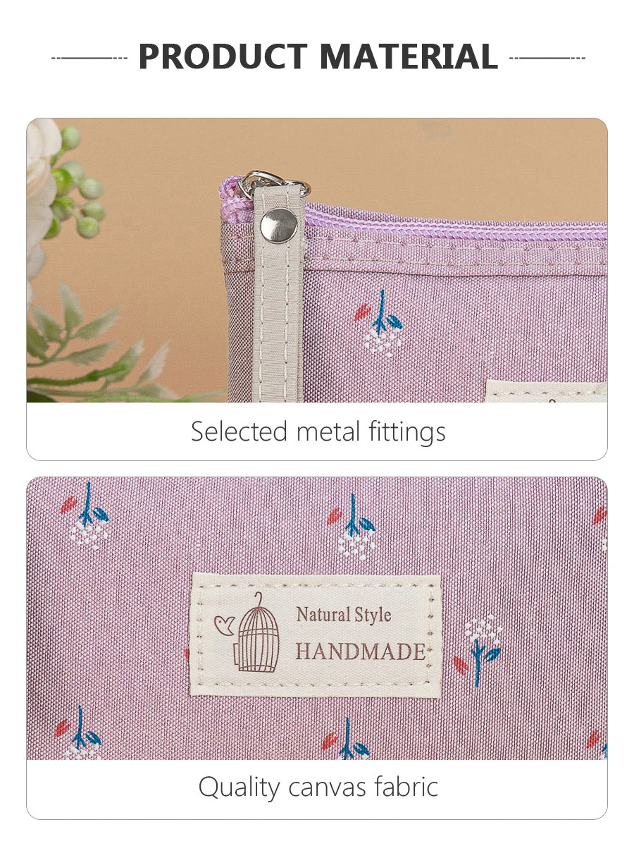 Canvas Printed Makeup Bag For Women Waterproof Portable Instagram Style Student Pencil Case Travel Storage Toiletries Bag