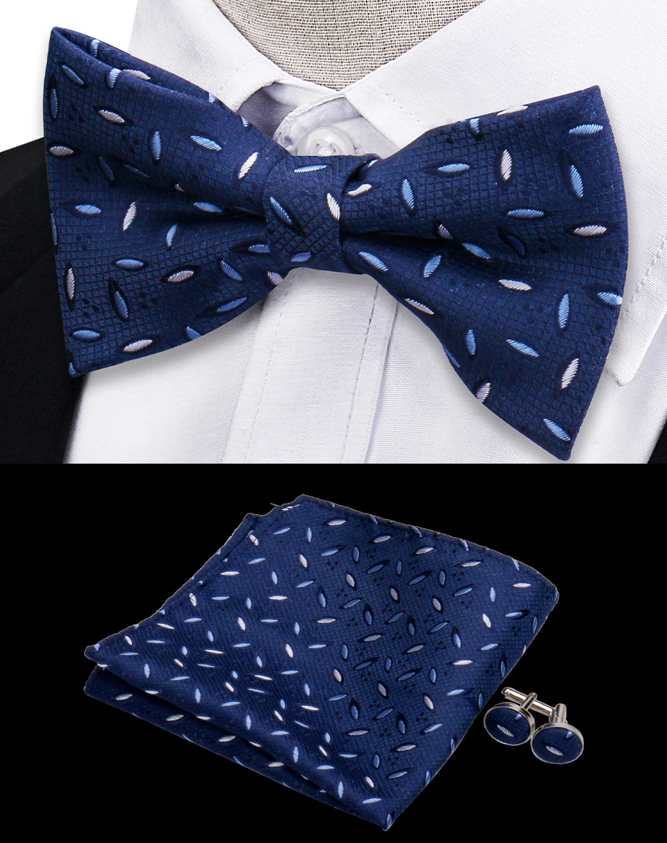 3pcs Bow Tie For Men Bowtie Handkerchief Cufflink Set For Shirts Fit Business Wedding Butterfly Paisley Pocket Square Bowtie Man