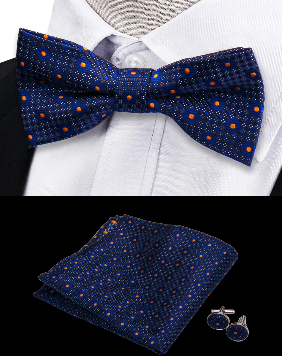 3pcs Bow Tie For Men Bowtie Handkerchief Cufflink Set For Shirts Fit Business Wedding Butterfly Paisley Pocket Square Bowtie Man