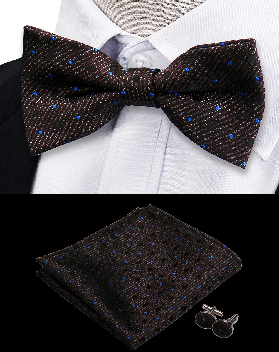 3pcs Bow Tie For Men Bowtie Handkerchief Cufflink Set For Shirts Fit Business Wedding Butterfly Paisley Pocket Square Bowtie Man