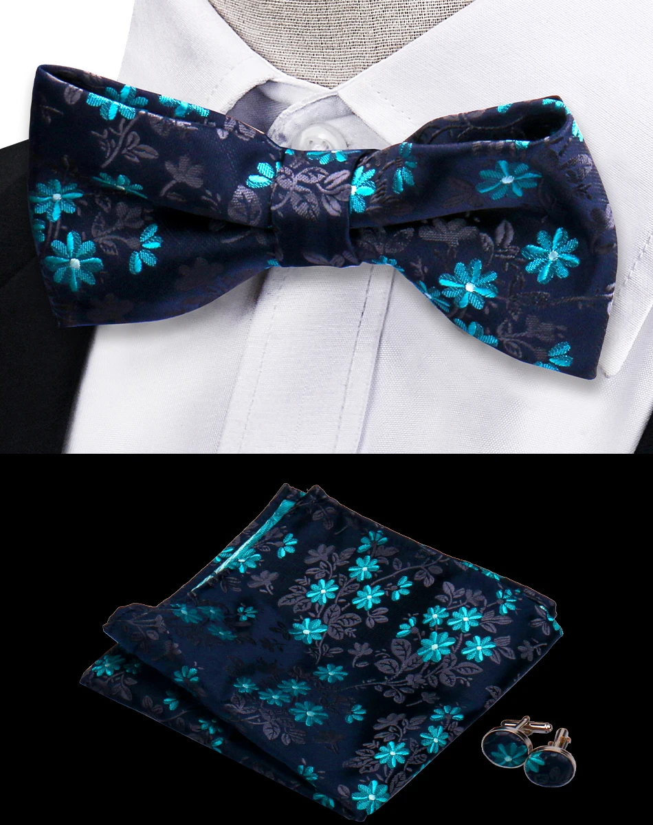 3pcs Bow Tie For Men Bowtie Handkerchief Cufflink Set For Shirts Fit Business Wedding Butterfly Paisley Pocket Square Bowtie Man