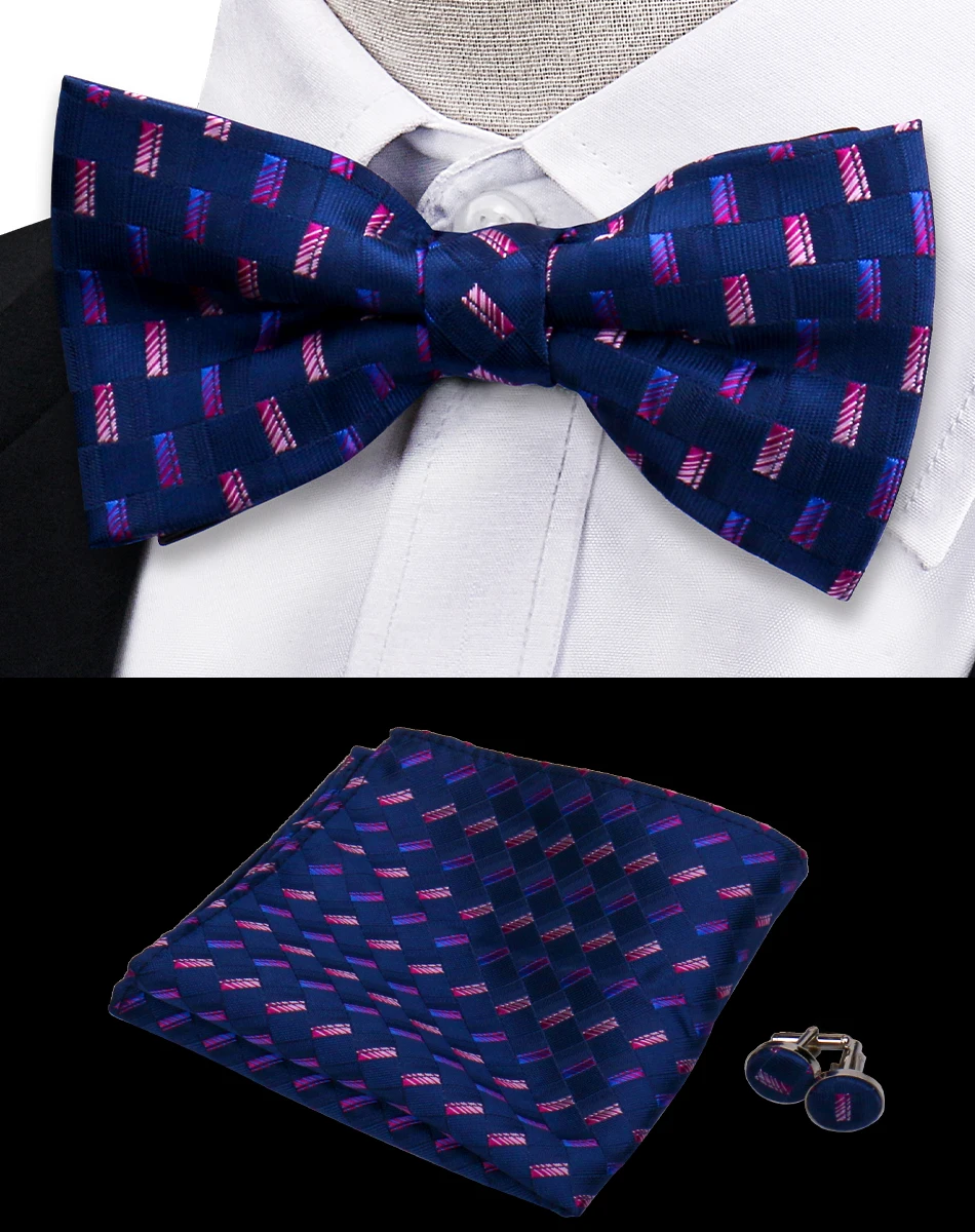 3pcs Bow Tie For Men Bowtie Handkerchief Cufflink Set For Shirts Fit Business Wedding Butterfly Paisley Pocket Square Bowtie Man