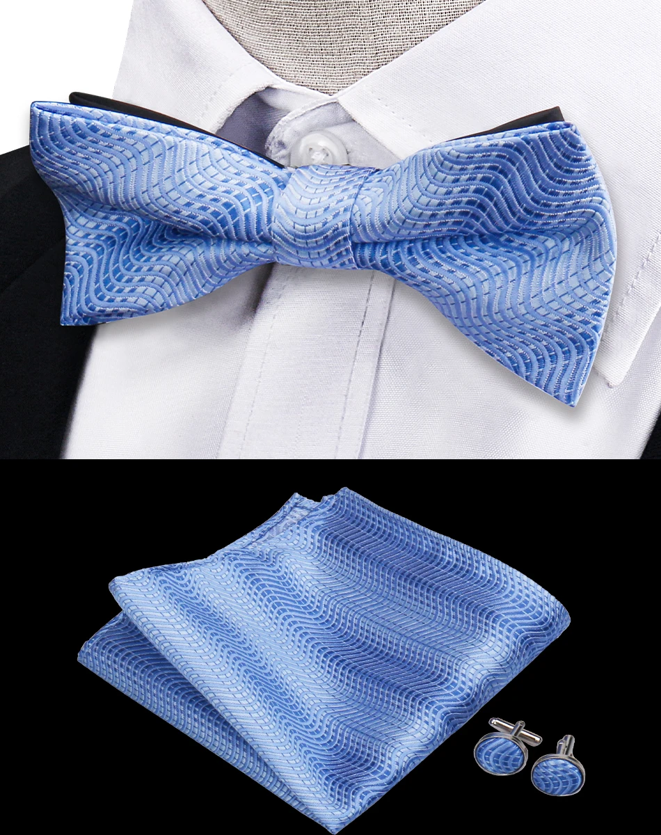 3pcs Bow Tie For Men Bowtie Handkerchief Cufflink Set For Shirts Fit Business Wedding Butterfly Paisley Pocket Square Bowtie Man