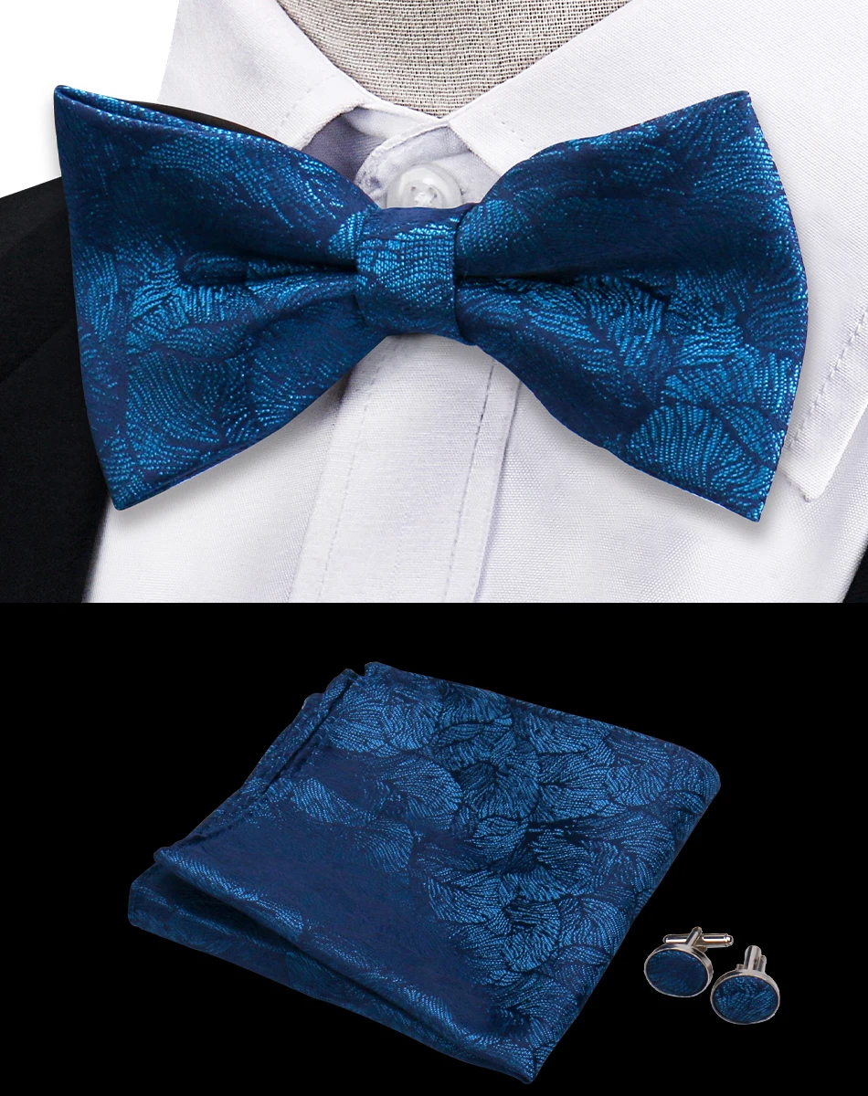 3pcs Bow Tie For Men Bowtie Handkerchief Cufflink Set For Shirts Fit Business Wedding Butterfly Paisley Pocket Square Bowtie Man